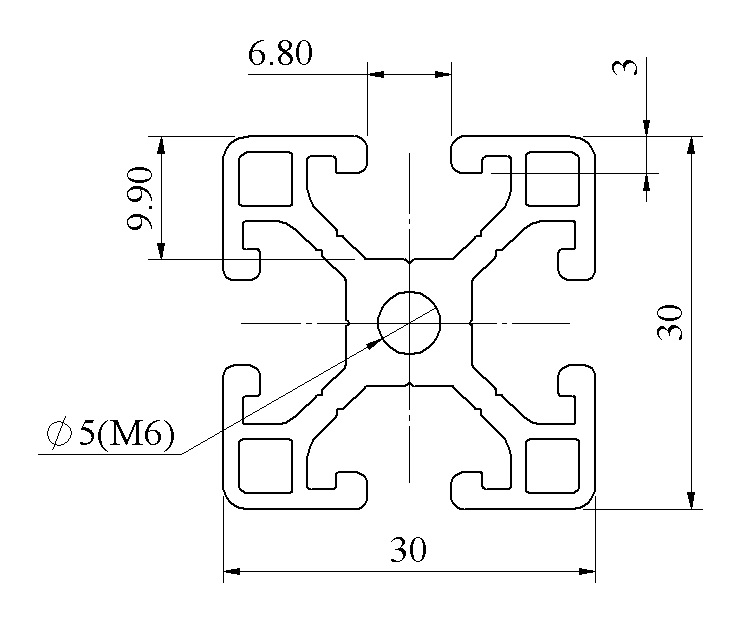 bản vẽ Nhôm định hình 30x30